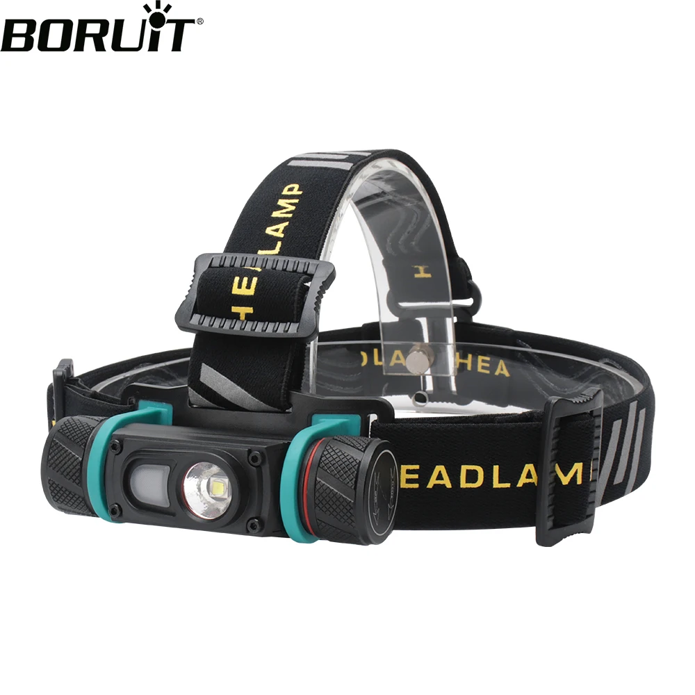 BORUiT LED Headlamp 6-Mode Powerful Headlight USB Rechargeable Waterproof Head Torch for Camping Hunting