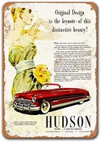 tin signs cars metal vintage coffee club office pub home wall decor 1950 hudson commodore convertible bar poster 12x16 inches