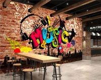 custom 3d wallpaper mural city music graffiti brick wall ktv tooling background wall