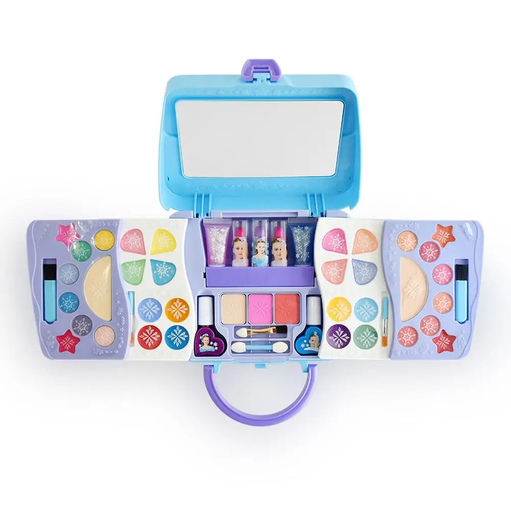

Washable Kids Makeup Set For Girls Cosmetics Make Up Kit Pretend Play Toys Glitter Nail Polish Eyeshadow Cosmetic Box