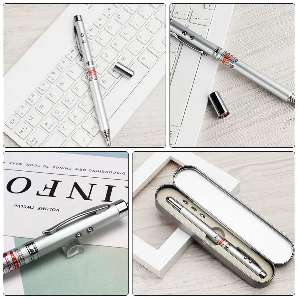 

5 In 1 Multifunction Telescopic Pointer Ballpoint Pen LED Flashlight Light Lamp