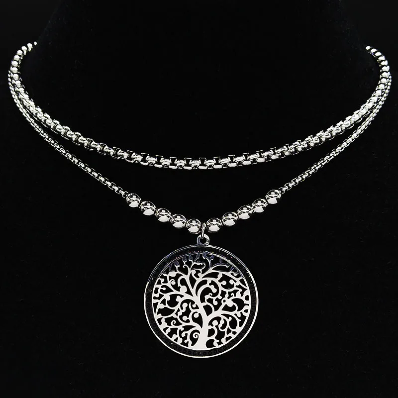 B black BK crystal Модное ожерелье с цепочкой из нержавеющей стали для женщин из бусина серебряного цвета, ювелирное изделие joyeria mujer K77502 - Окраска металла: B black BK crystal