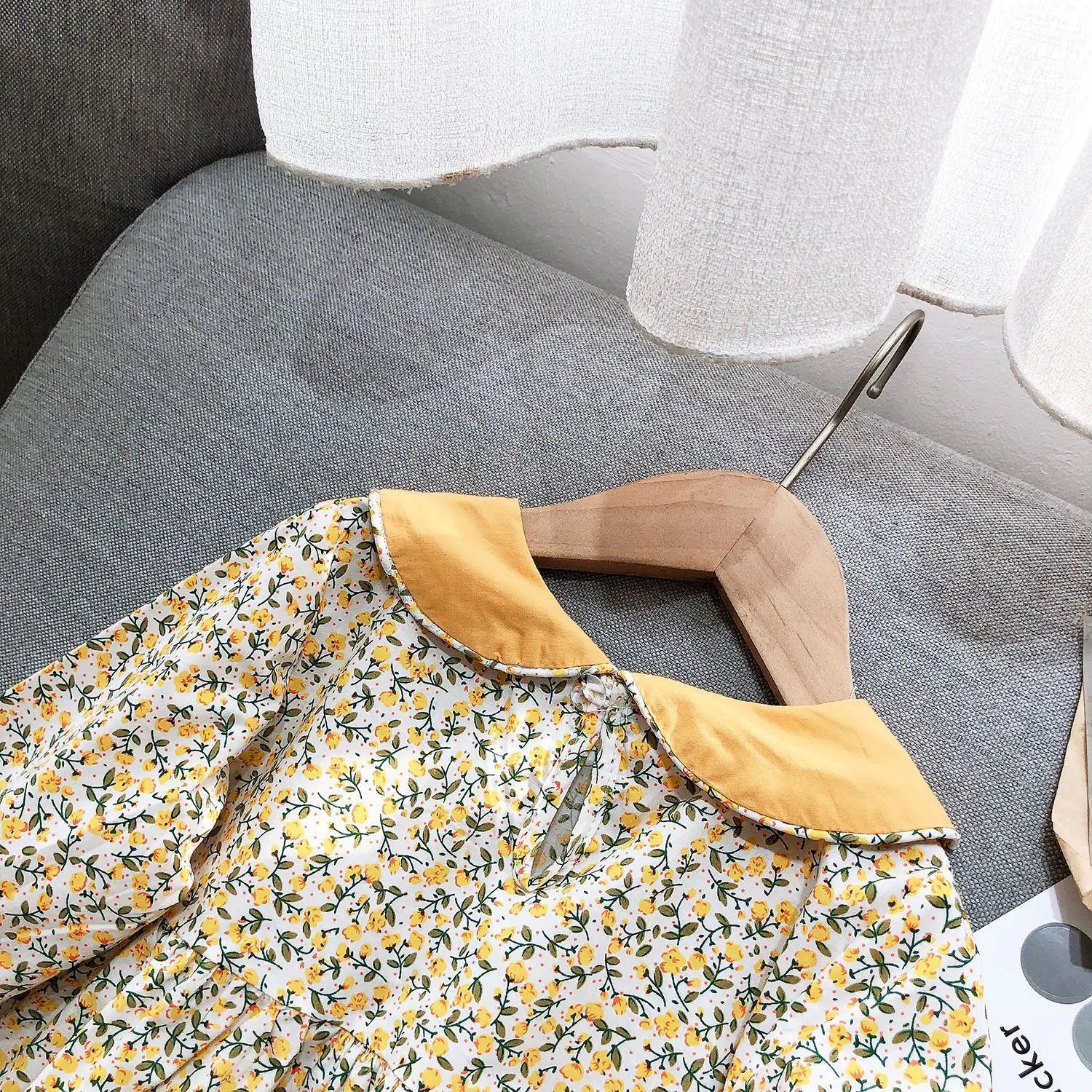 

New Kids Long Sleeve Dresses Girls Floral Doll Collar Princess Dress Autumn Children Clothing 2-6 Years Girl Elegant Outfits
