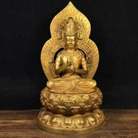 12tibet buddhism old bronze gilt big day tathagata buddha statue sitting on the lotus platform enshrine the buddha