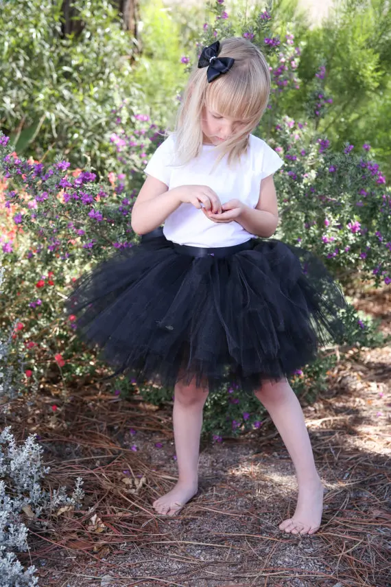 Черная детская фатиновая юбка пачка для девочек мини костюм малышей бальное
