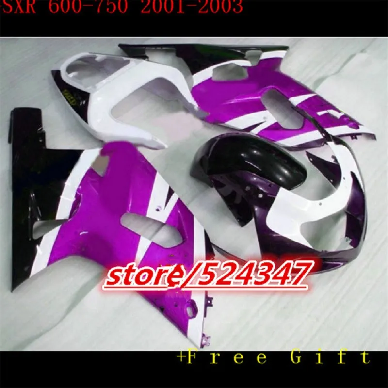 

Комплект обтекателей для Suzuki, Обтекатели GSXR600 750 2001 2002 2003, комплект обтекателей для мотоциклов фиолетового, черного, белого цветов GSXR750 01