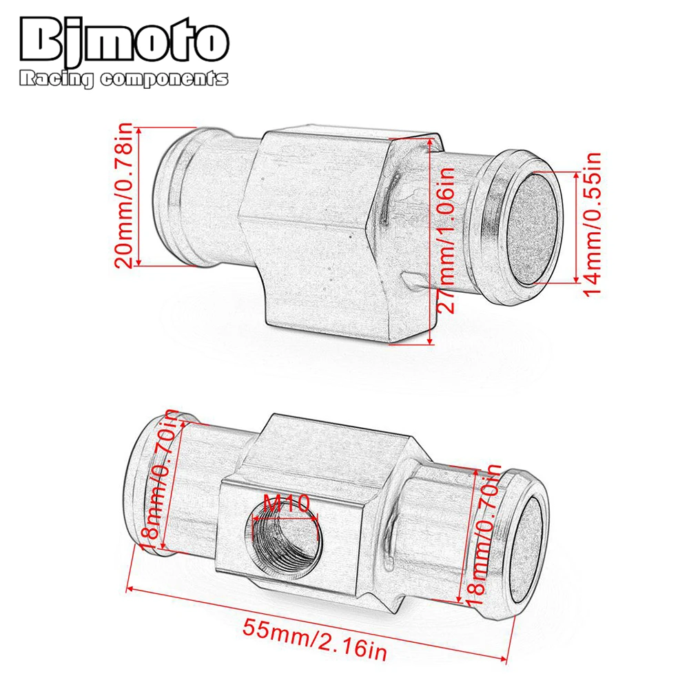

Water Temperature Temp Sensor Gauge Joint Pipe Radiator Hose Adapter 18mm Motorcycle Universal