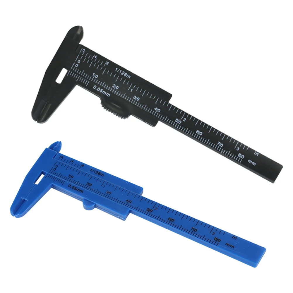 

DIY 80mm Mini Plastic Sliding Double Scale Vernier Caliper Depth Diameter Measure Tool Measuring Ruler Micrometer