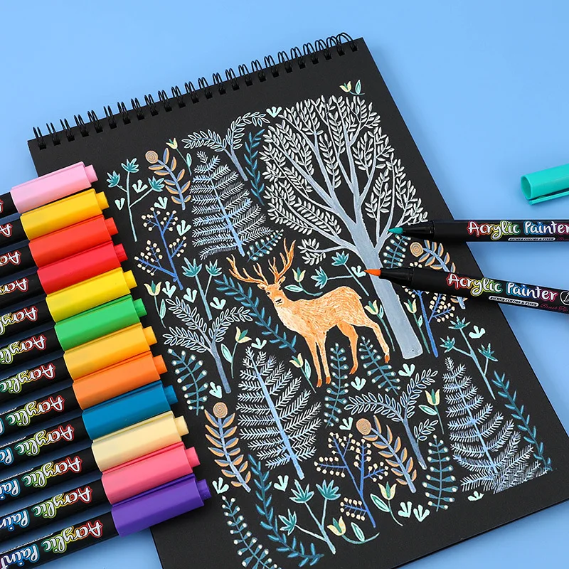 

Permanent Acrylic Paint Marker Pens for 12/24/36 Color Fabric Canvas Art Rock Painting Card Making Metal and Ceramics Glass