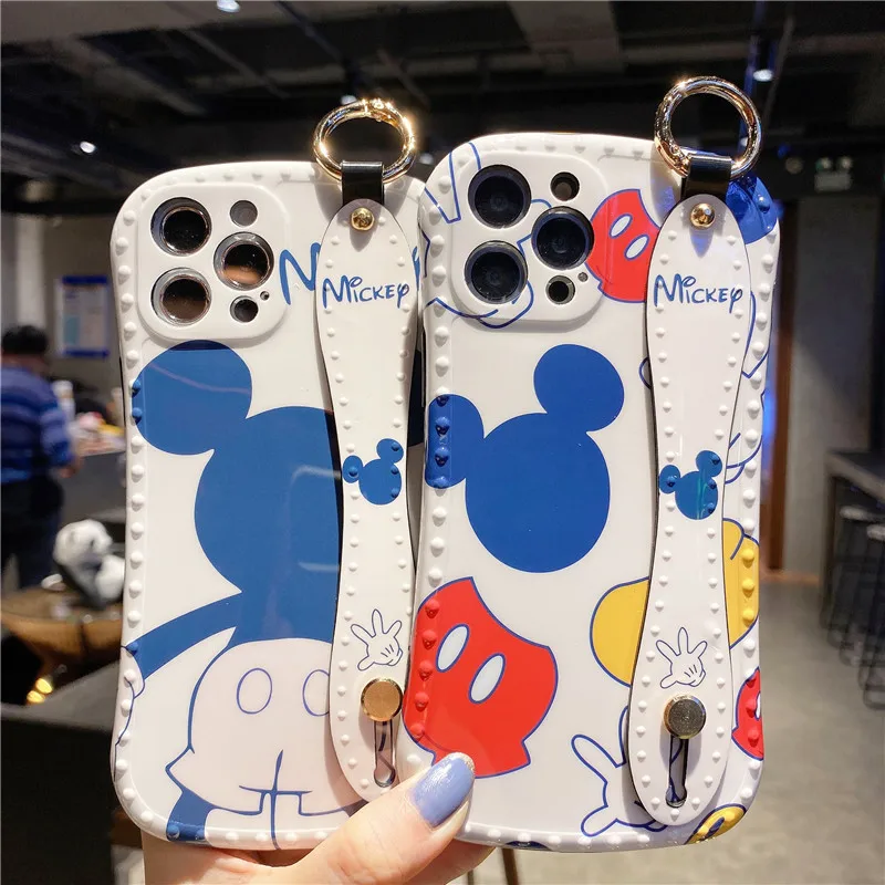 

New 2021 Disney mickey minnie waterproof anti-drop phone case with Strap for iPhone 7/8 plus x xr xs max 11/12pro max 12mini