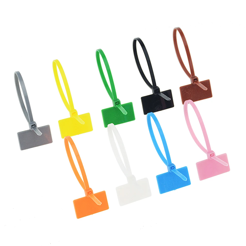 100PCS Easy Mark 4*150mm Nylon Cable Ties Tag Labels Plastic Loop Markers Self-Locking Zip 4x150mm | Обустройство дома
