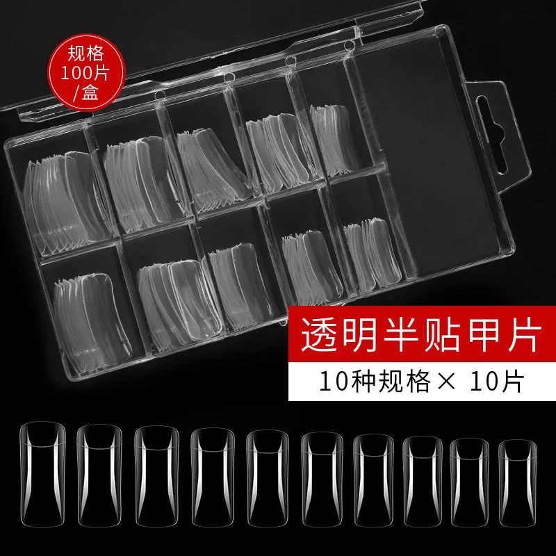 

100 Pieces/Box Nail Tip Nail Art Half /Full Nail Tip Fake Nails Natural /Transparent ,Nail Mould,Half Cover Nail,False Nail ,HG8