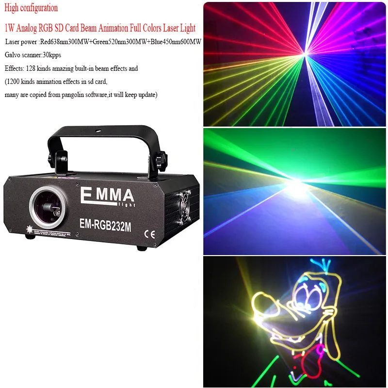 DMX + ILDA 3D многоцветный 1 2 Вт RGB луч DJ сценическое освещение лазерный проектор |