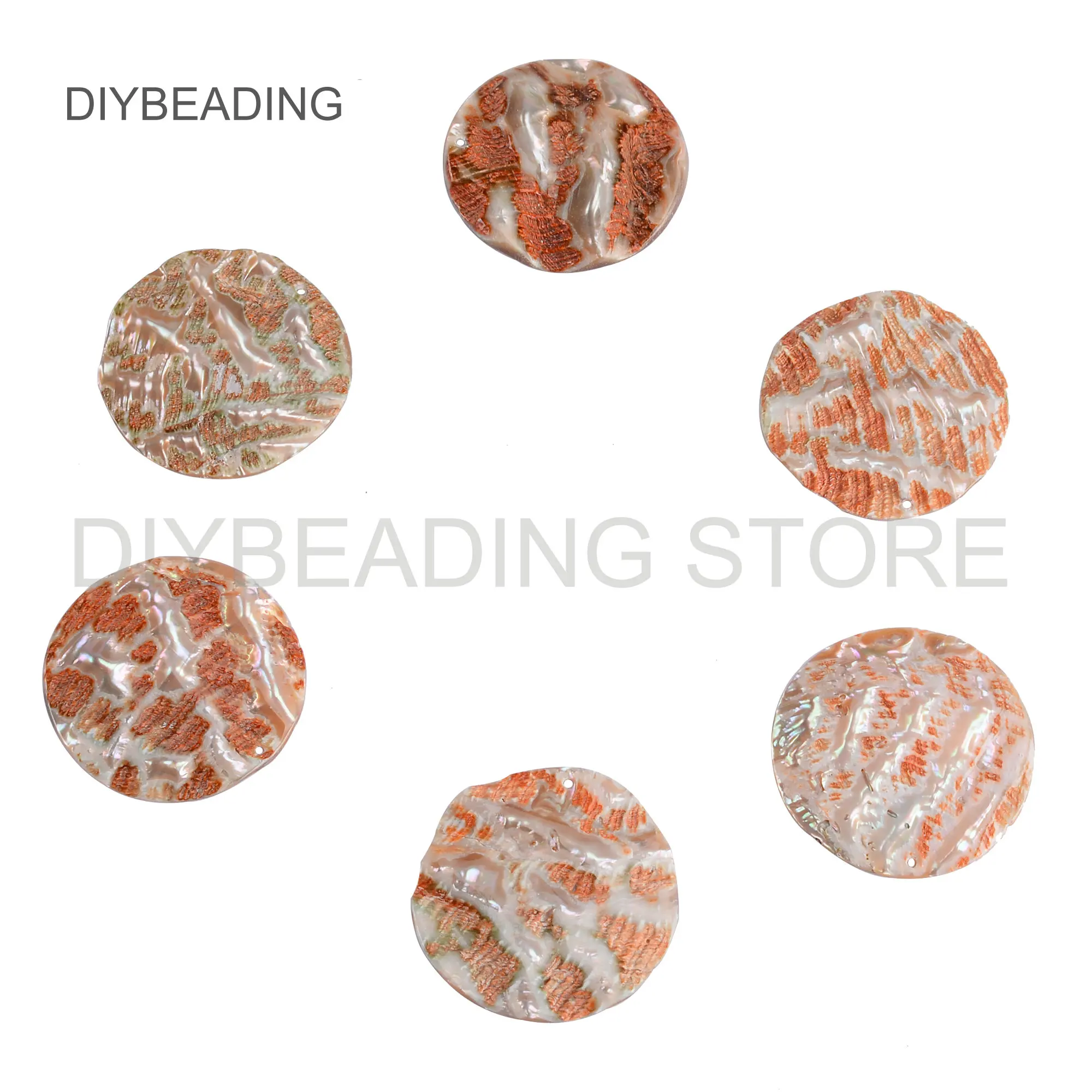 

2-100 Pc Natural Red Abalone Shell Disc Pendant for Earring Necklace Jewelry Making 35mm Round Circle Shell Beads Lots Wholesale