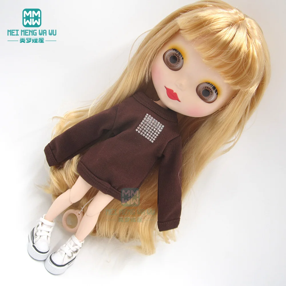 1 шт. одежда Blyth Doll модная расшитая блестками футболка белый, черный, коричневый, темно-зеленый для Blyth Azone1/6 Аксессуары для кукол