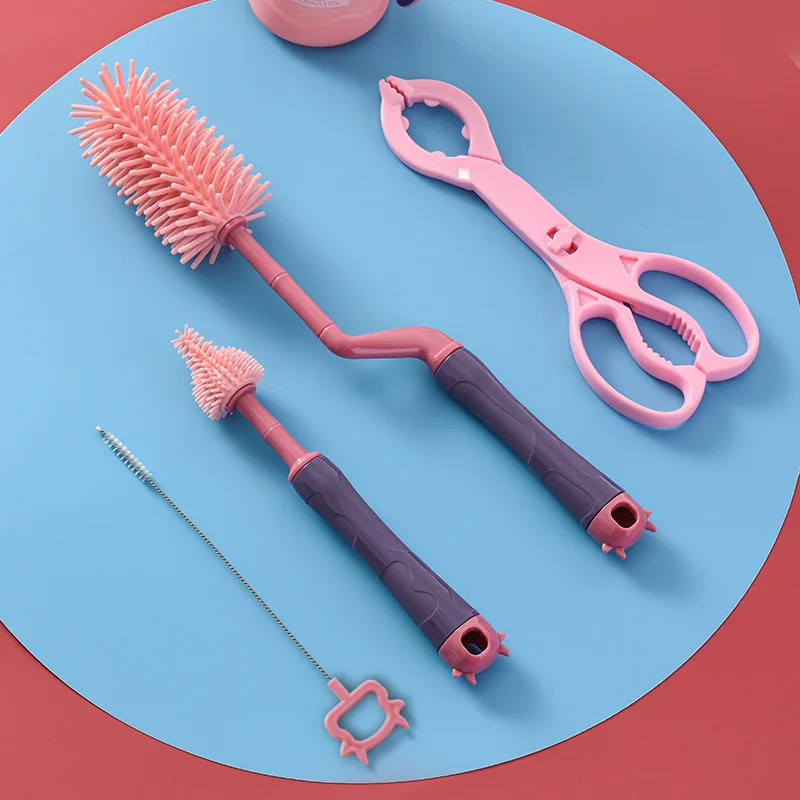 

Силиконовая щетка для бутылки, вращение на 360 градусов, длинная ручка, Набор Щеток Для Чистки соски, чашки, соски