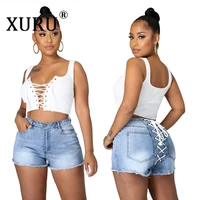 xuru high buttocks custom eyelet bandage jeans european and american womens summer slim hot sale jeans