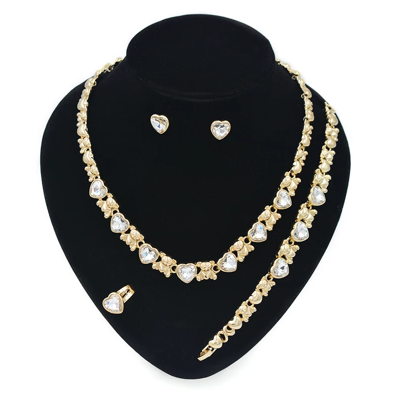

14K gold plated hugs and kisses necklace sets earring womens Anniversary gifts Wedding Jewelry