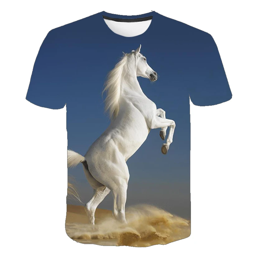 

Children Tshirts Harajuku Graphic Tee Spring Summer Street Animalhorse Print Cute Kawai Short Sleeve Boys Girls T-shirts Tops