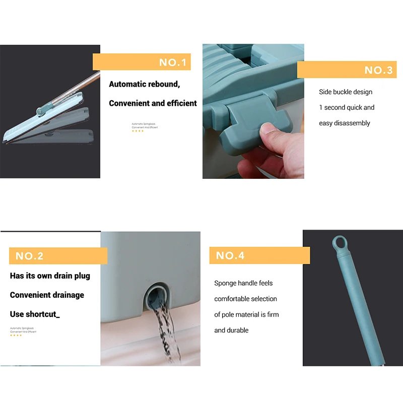 Волшебная швабра с автоматическим вращением и ведром избегайте мытья рук