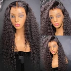 40 дюймов прозрачные вьющиеся 13x6 свободные глубокие волнистые передние парики из человеческих волос бразильские парики Remy 250% на сетке для женщин