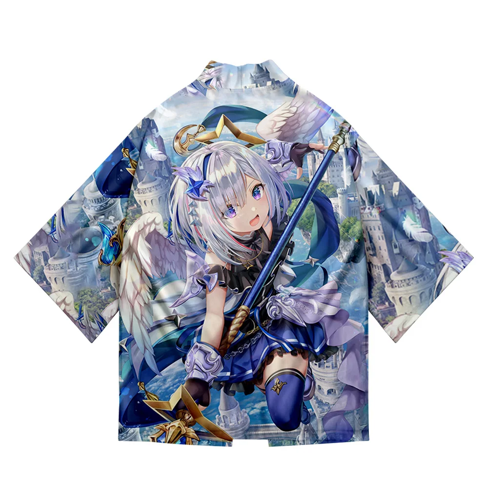 

Anime HOLOLIVE VTuber Amane Kanata 3D Summer Holiday Women/Men Three Quarter Sleeve Sexy Blouse Style Fashion Kimono Kawaii Tops