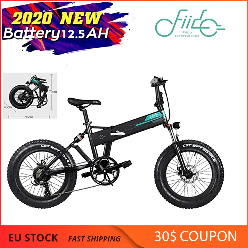 Складной Электрический горный велосипед FIIDO M1 колеса 20 дюймов 4 дюйма Fat Tires мотор