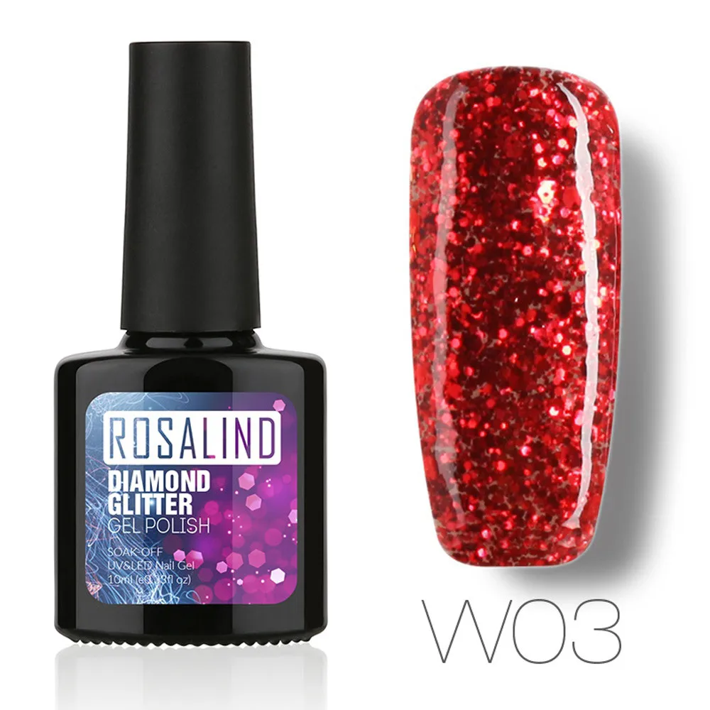C ROSALIND10ML бриллианты гель лак для ногтей Гель-лак УФ светодиодный голографический лак для ногтей лак для стемпинга - Цвет: C