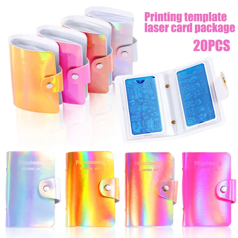 20 слотов для карт с голографической отделкой пластины штамповки ногтей Пустой