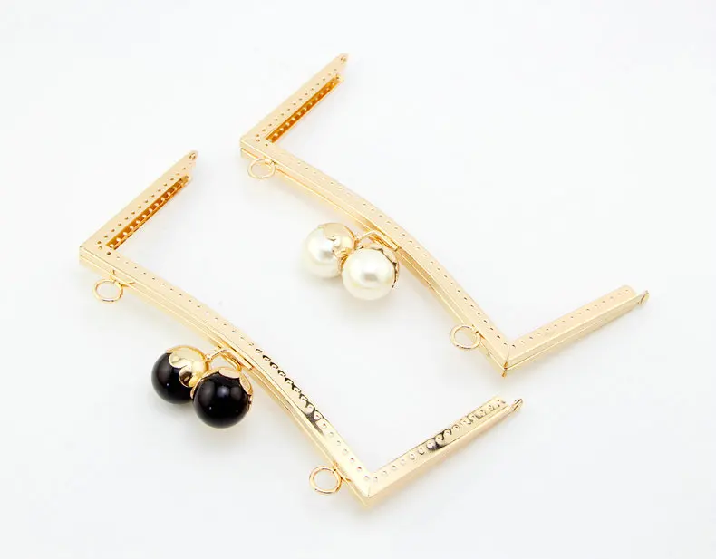 each color 1pcs K597 черный c белой жемчужной головкой пряжки и накладным замком на 20,5 см Золотая рамка для кошелька, дужки с портом «мама» обхват талии в форме трапеции, кошелек Блокировка рамы DIY замок-поцелуй для сумки - Цвет: each color 1pcs