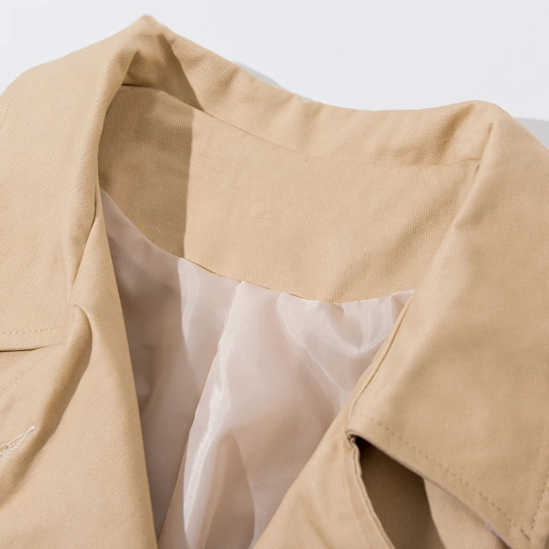Autumn Fashion Safari Style Casual Women's Coat Double Breasted Pocket Sashes Women Trench Coat Medium-long Trench