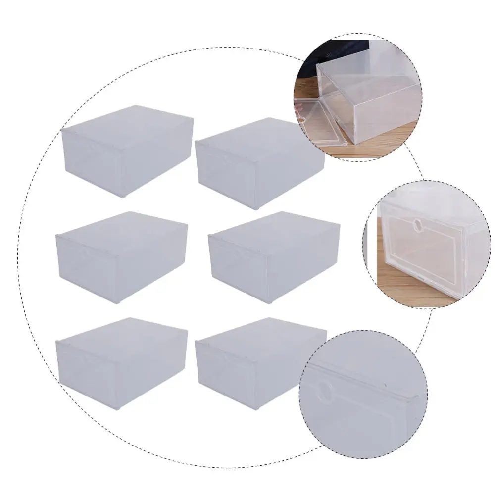 

6Pcs Creative Shoes Case Clamshell-type Shoes Container (Transparent)