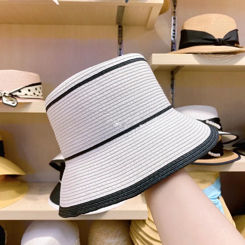 202104-YY new  SUMMER Classic black white color patchwork  leisure lady  bucket cap  women  fishermen hat