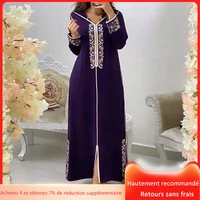 jellaba kaftan dress embroidery floral dubai hijab long women hooded 2021 summer fashion elegant maxi dresses robe femme