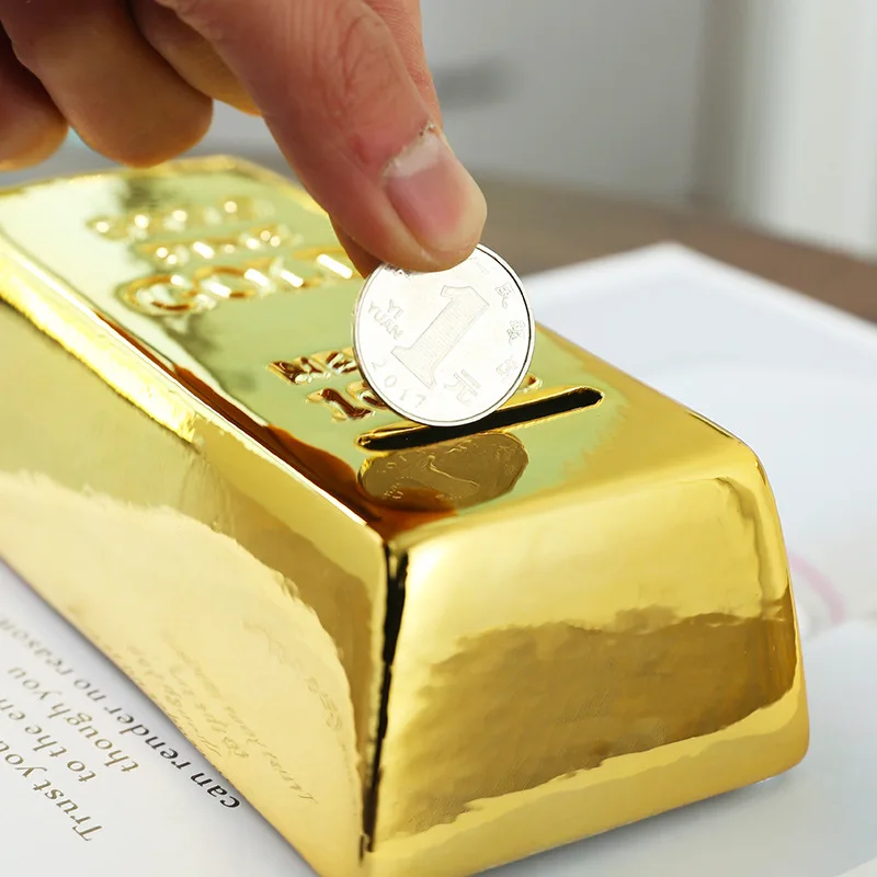 Копилка из ABS-пластика в виде кирпича на 1000 грамм золота для детей, подарков на день рождения, домашнего украшения и хранения монет.