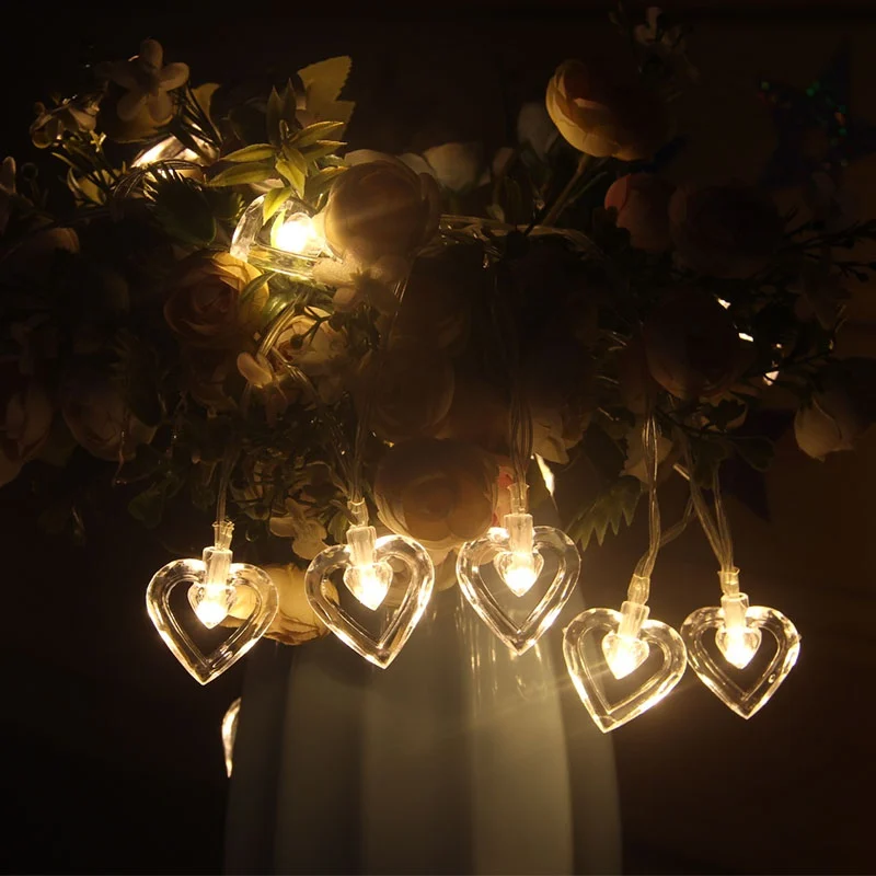 50 светодиодов Батарея приведенный в действие прозрачный форме сердца