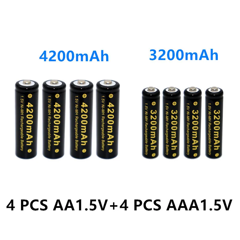 4 40 шт. 1 5 V AAA + A набор никель металл гидридных Перезаряжаемые Батарея 42000 3200 мА ч