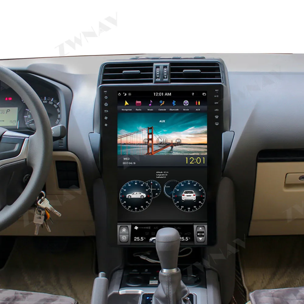 Для TOYOTA Land Cruiser Prado 150 2018 16 ''вертикальный экран в стиле Теслы Android 9 0