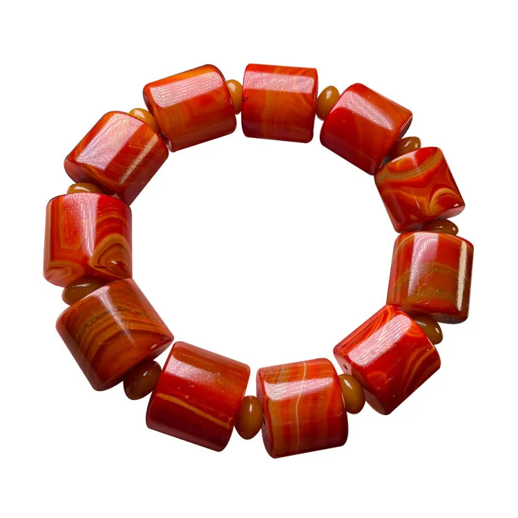 Цилиндрические браслеты из красного агата с матовым агатом | Украшения и
