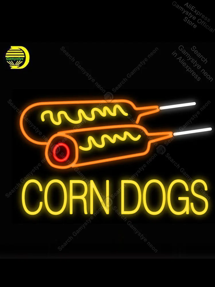 

Неоновый светильник Corn Dogs, неоновая вывеска для горячих продуктов, декоративная настенная вывеска для отелей, пивных пабов, ресторанов, маг...