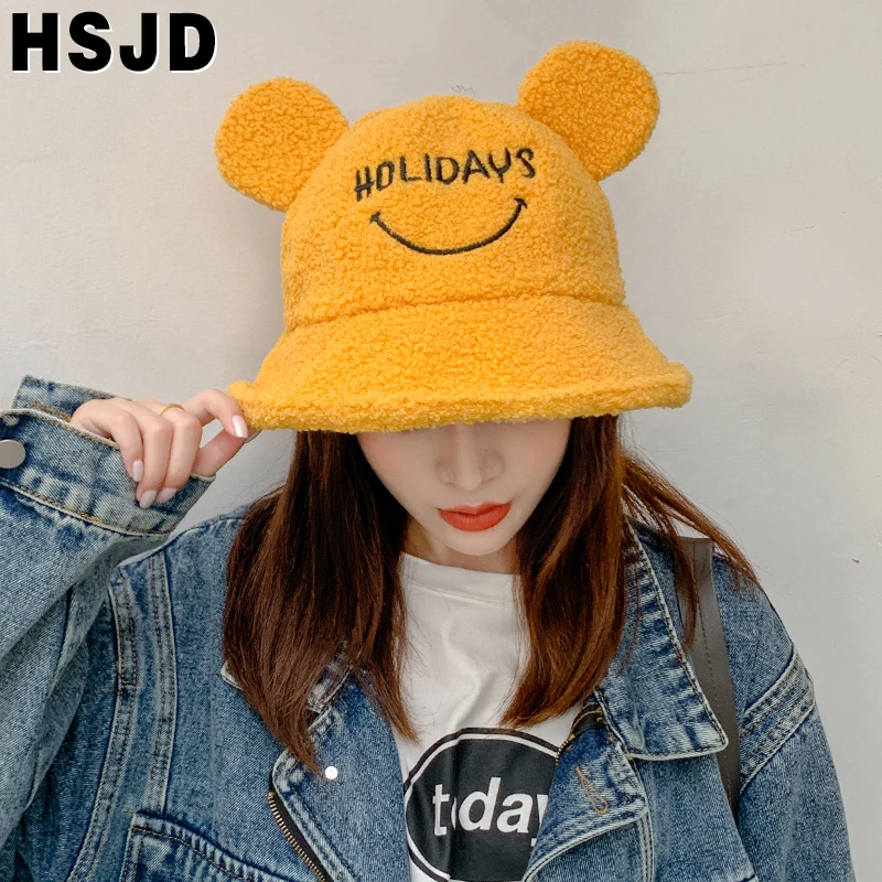 Шапка Панама женская зимняя из искусственного меха с рисунком лягушки |