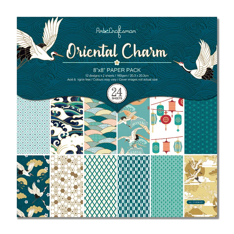 

KLJUYP 24 sheets 6"X6" Oriental Charm paper Scrapbooking patterned paper pack handmade craft paper Background pad card