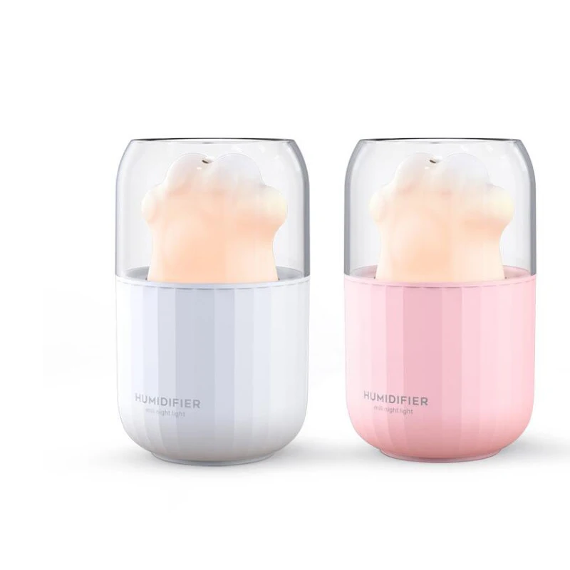 New Portable Mini Humidifier Usb Creative Cat Claw Colorful Night Light Small Desktop Air Humidifier Diffuser Home Car Spray
