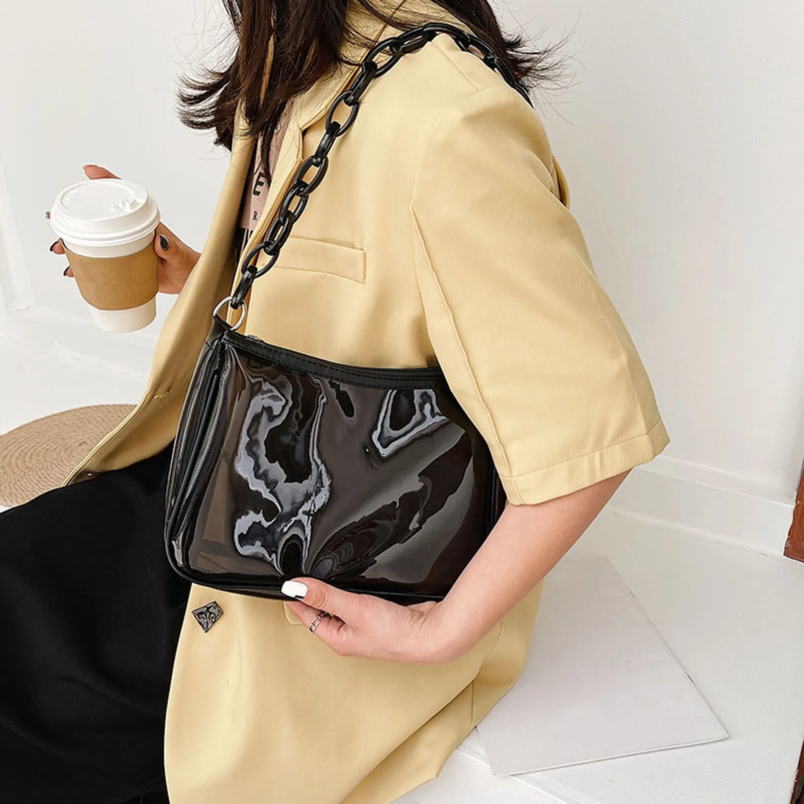 

Ladies Fashion Elegant Temperament Pure Color Handbag High Quality Shoulder Bags For Ladies Free Shipping