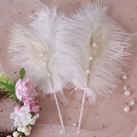 ins wind large white pearl ostrich feathers ostrich plug in birthday cake decoration feathers