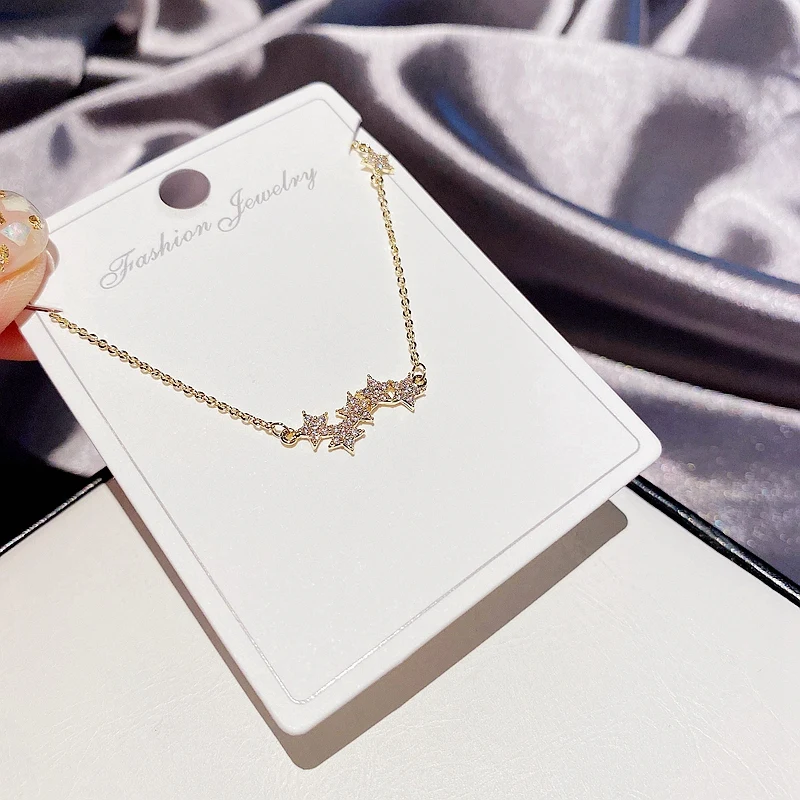 MIGGA 2021 New Micro Paved Cubic Zircon Star Necklace Gold Color Plated Women Clavicle Chain Jewelry | Украшения и аксессуары