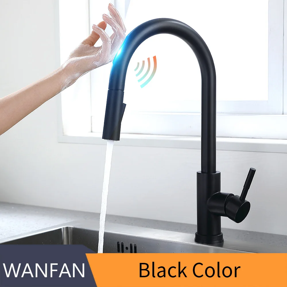 

Sensor Kitchen Faucets Brushed Gold Smart Touch Inductive Sensitive Faucet Mixer Tap Single Handle Dual Outlet Water Modes