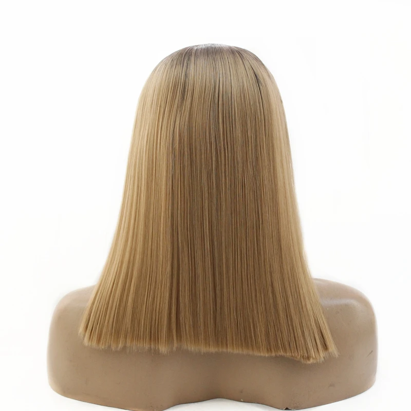 Короткий парик блонд Боба для женщин бесклеевой синтетический фронта черного Ombre