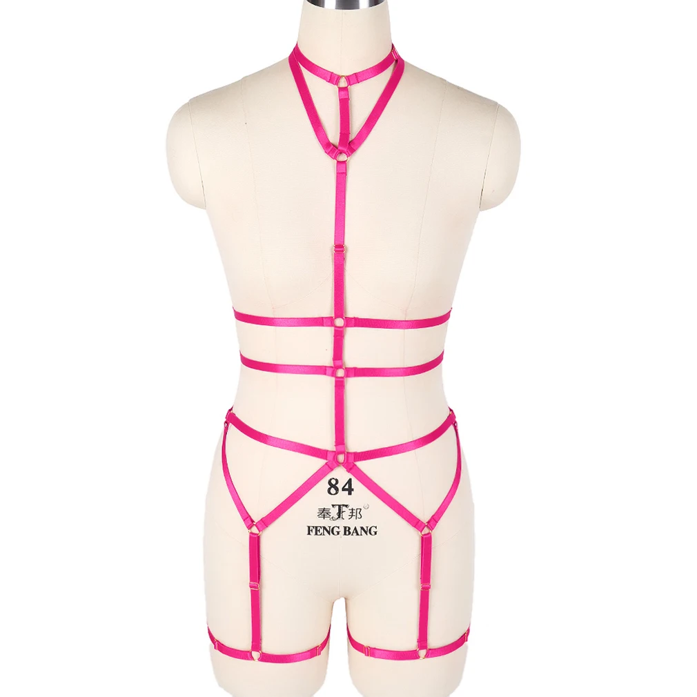 

Women's Stockings Bandage Lingerie Hollow Harness Lingerie Bustier Elastic Cupless Bra Hollow Elastic Strap Harness Set Garter