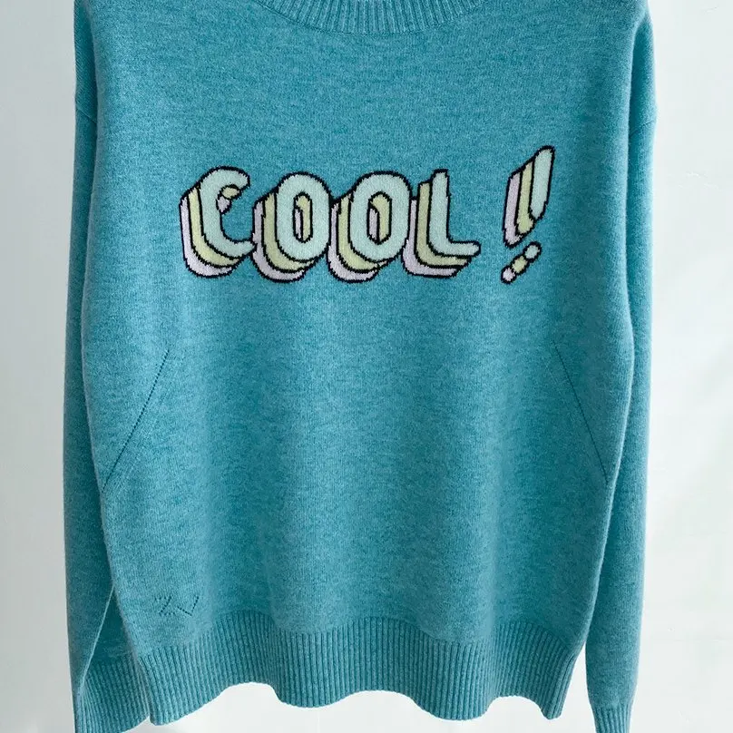 

Sweater 2021 Women New Letter Jacquard Knitted Cashmere Pullovers Women Loose Outer Wear
